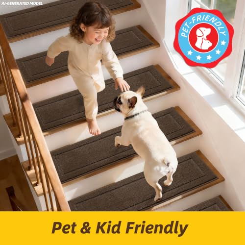 Stair Treads for Wooden Steps Indoor (30" X 8" / Brown)