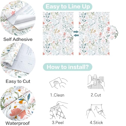 Floral Peel and Stick Wallpaper Peony Contact Paper Vintage Floral Wallpaper