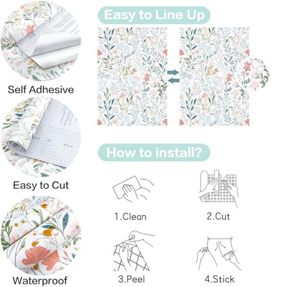 Floral Peel and Stick Wallpaper Peony Contact Paper Vintage Floral Wallpaper