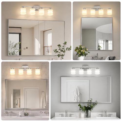 Modern Bathroom Light Fixtures (Brushed Nickel / 4-Light)