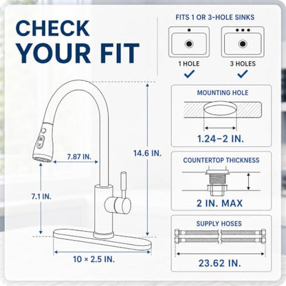 Commercial Kitchen Faucet with Pull Down Sprayer