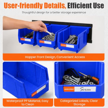 Wall Mounted Storage Organizer Set with Heavy Duty Metal Rails