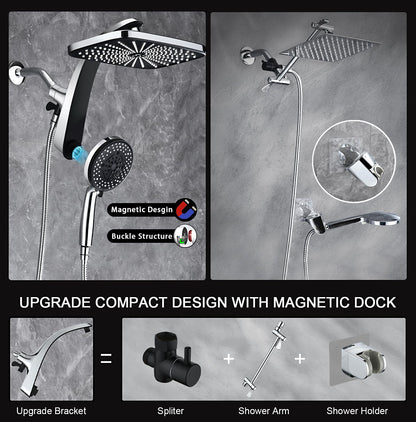 Rain Shower Head with Handheld Showerhead (Chrome)