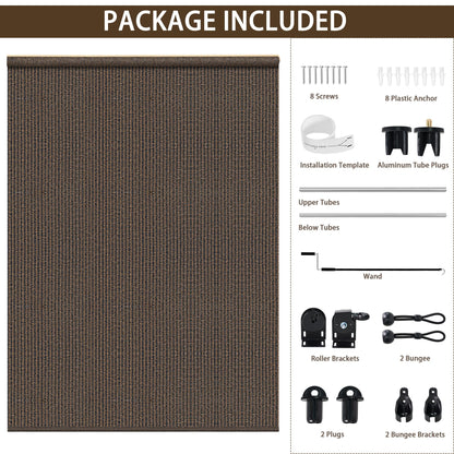Outdoor Roller Shades for Patio (Mocha / 48"W x 96"H)