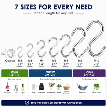 Stainless Steel S Hooks for Hanging