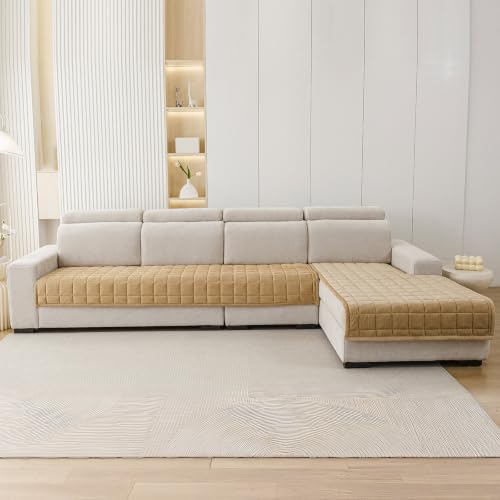 Couch Covers for Sectional Sofa (Light Brown / 1PC/35"X94")