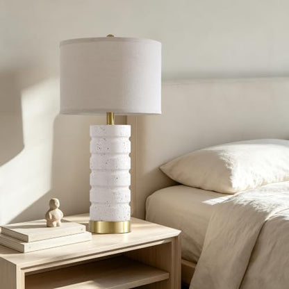 26" Modern Table Lamp Set of 2 Resin Lamp with Natural Stone Look