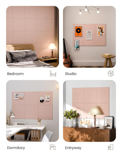 Felt Bulletin Board & Cork Board Alternative 48'' x 36'' (Pink-1 / Solid tile 6-pack)