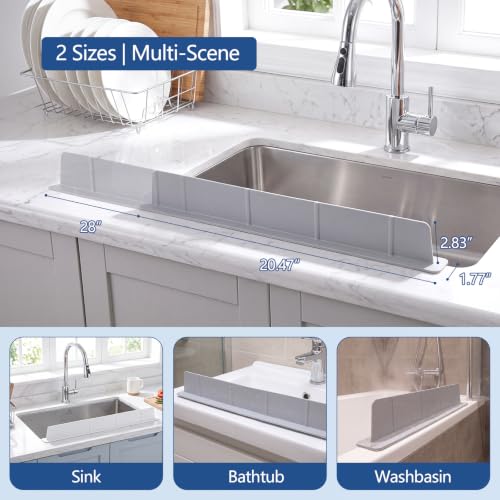 Silicone Water Splash Guard 28” 20" for Sink Front Edge & Behind Faucet