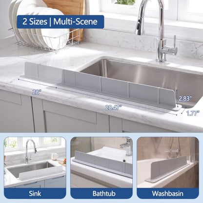 Silicone Water Splash Guard 28” 20" for Sink Front Edge & Behind Faucet