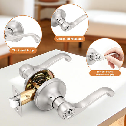 Scroll Privacy Door Lever 6 Packs (Satin Nickel)