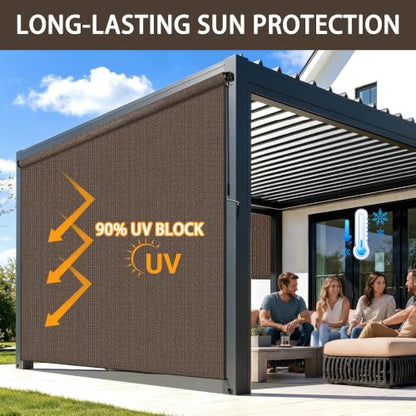 Outdoor Roller Shades for Patio (Mocha / 96"W x 72"H)