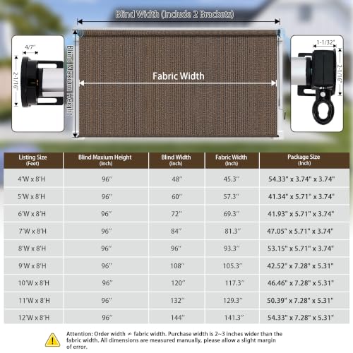 Outdoor Roller Shades for Patio (Mocha / 96"W x 96"H)