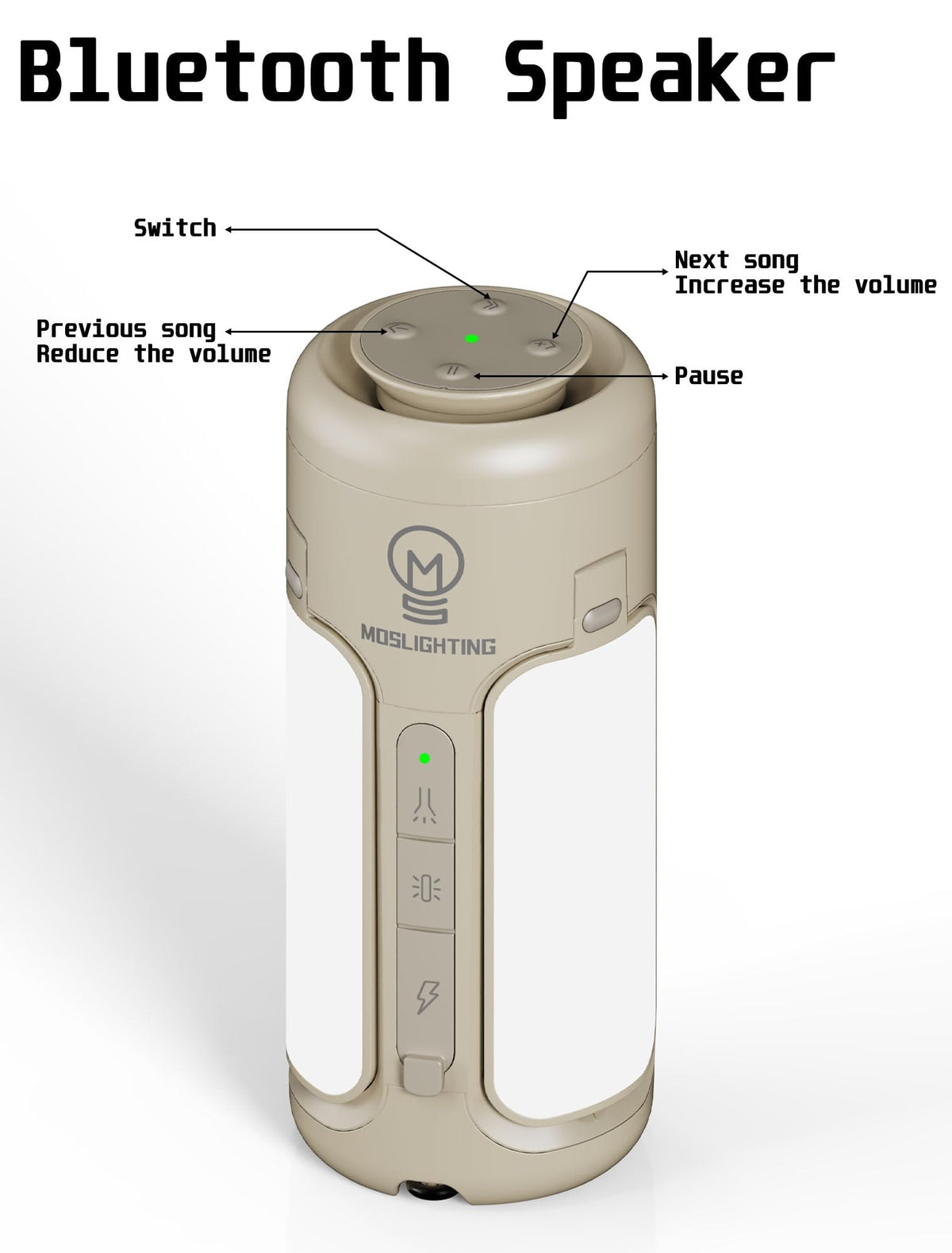 4 in 1 Rechargeable Camping Lantern with Bluetooth Speaker