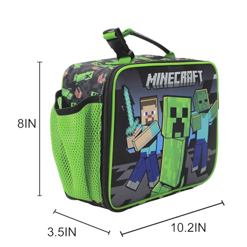 Minecraft Creepers and Block Characters Insulated Lunch Kit (Minecraft Block Green)