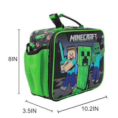 Minecraft Creepers and Block Characters Insulated Lunch Kit (Minecraft Block Green)