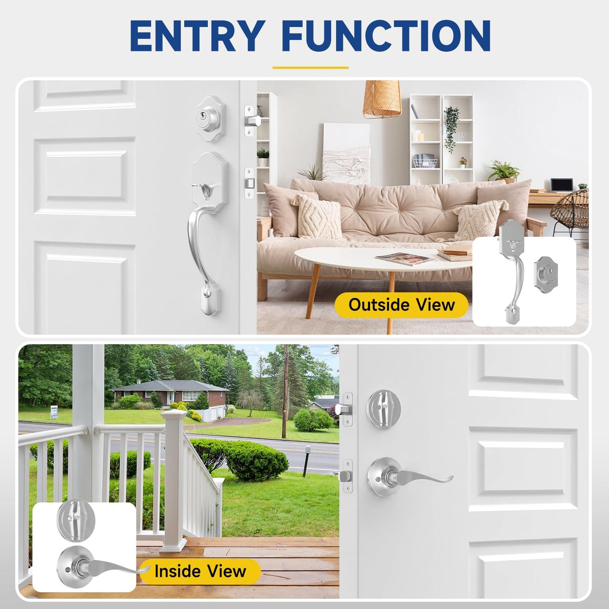 Front Door Handle and Deadbolt Set (Satin Nickel / 9913)