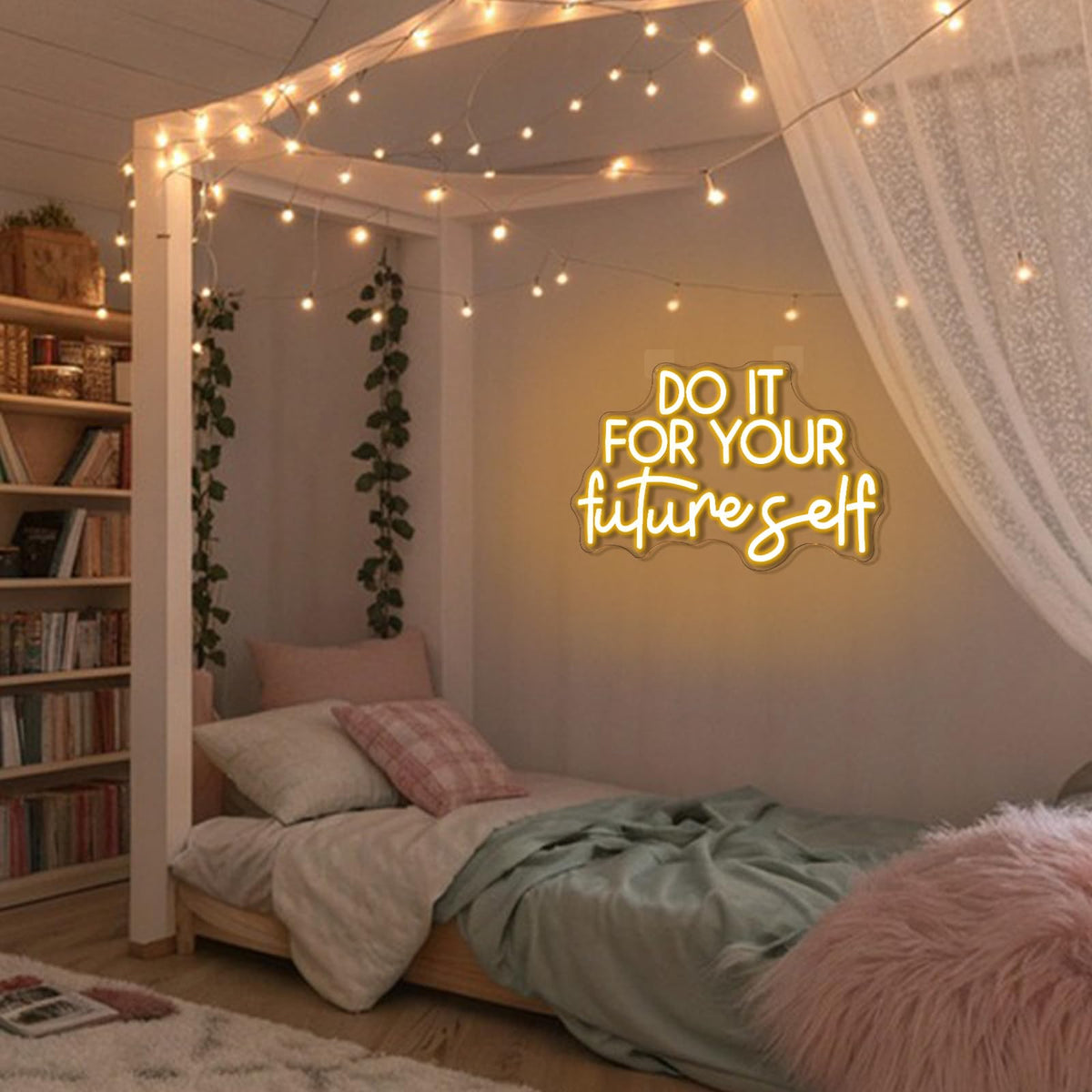 Do It For Your Future Self Neon Sign for Classroom Dimmable Positive Neon Light for Wall Decor Motivational Quote Led Sign for Kids' Room Living Room Art Decor Gift for Kid 16.5" x 10.2" (Do it for your future self)