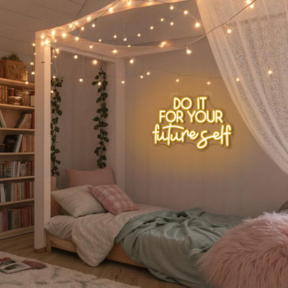Do It For Your Future Self Neon Sign for Classroom Dimmable Positive Neon Light for Wall Decor Motivational Quote Led Sign for Kids' Room Living Room Art Decor Gift for Kid 16.5" x 10.2" (Do it for your future self)