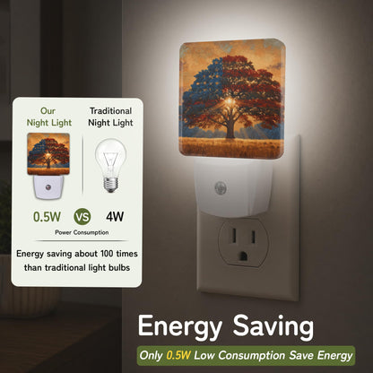 Night Light American Life Tree Night Lights Plug into Wall for Bedroom Bathroom Hallway Kitchen (American Life Tree)