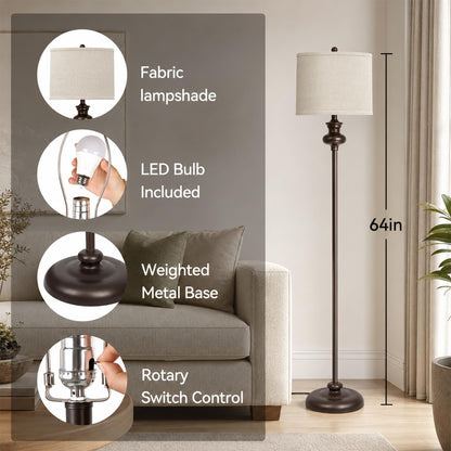 Floor Lamp Standing Lamp for Living Room (Brown Style 01)