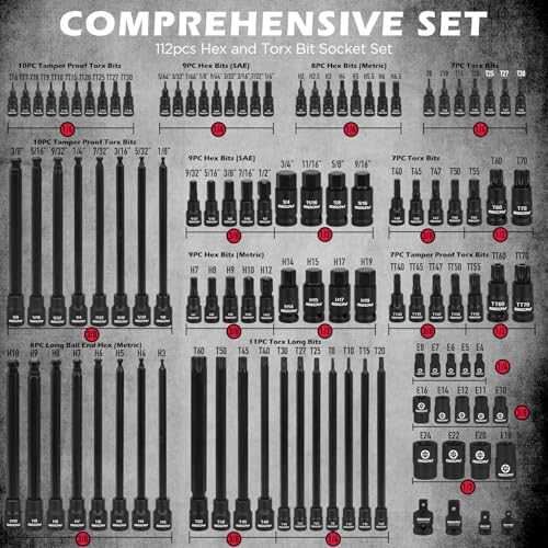 112 Piece Torx and Allen Bit Socket Set (112-Piece Ultimate Set)