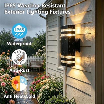 Exterior Lighting Fixtures Modern Porch Lights 4000K LED Outdoor Sconce Lights Wall Mount Black Garage Sconces Lamps for House Porch Patio Outside Yard