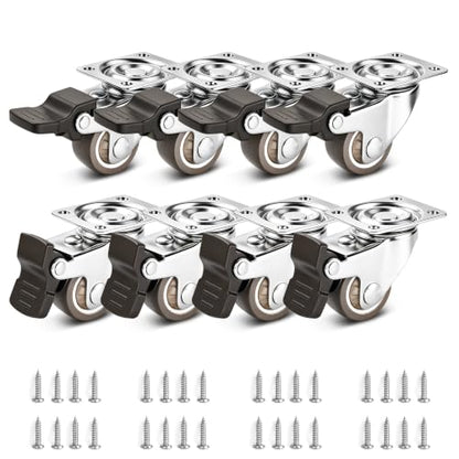 1" Silent Rubber 360 Degree Swivel Plate Casters with Brakes (1" (with brake))