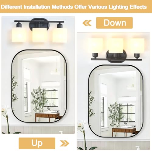 Bathroom Vanity Light with Milky White Frosted Glass Shades