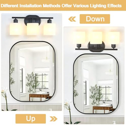 Bathroom Vanity Light with Milky White Frosted Glass Shades