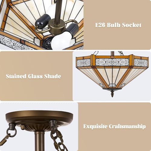 Tiffany Style Semi Flush Mount Ceiling Light
