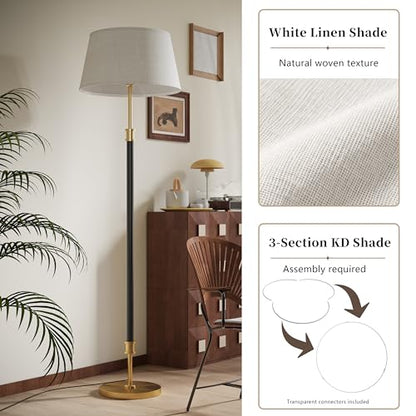 Mid Century Modern Floor Lamp with 18” Oversized Linen Shade