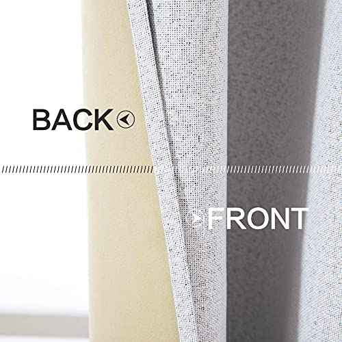 100% Blackout Linen Curtains for Bedroom 52x96 Inches Grayish White (Grayish White / 52"W x 96"L (Pack of 2))