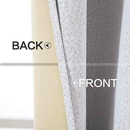 100% Blackout Linen Curtains for Bedroom 52x96 Inches Grayish White (Grayish White / 52"W x 96"L (Pack of 2))