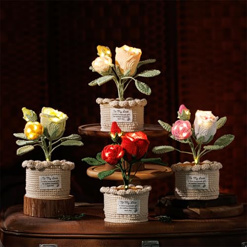 Handmade Crochet Rose Flower Lamp