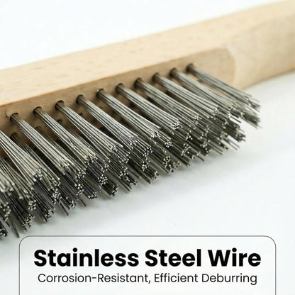 Stainless Steel Wire Brushes 2pcs with 10" Beech Wood Shoe Handle