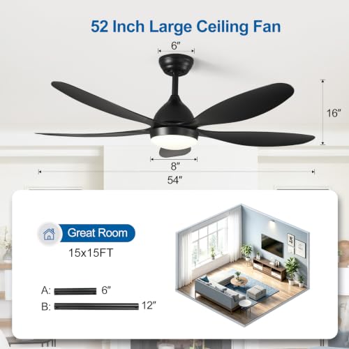 52Inch White Outdoor Ceiling Fan with Light 3CCT LED Light & Remote Control