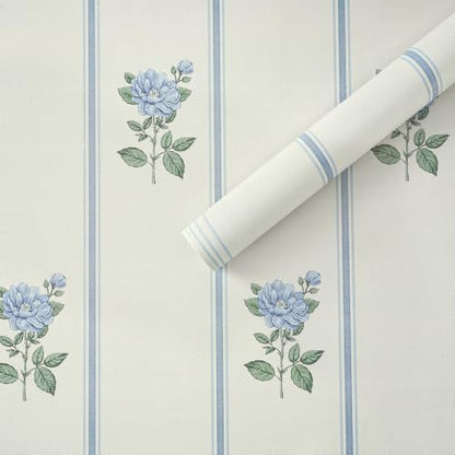 Peel and Stick Wallpaper Stripe Wall Paper Floral Contact Paper Vintage Farmhouse