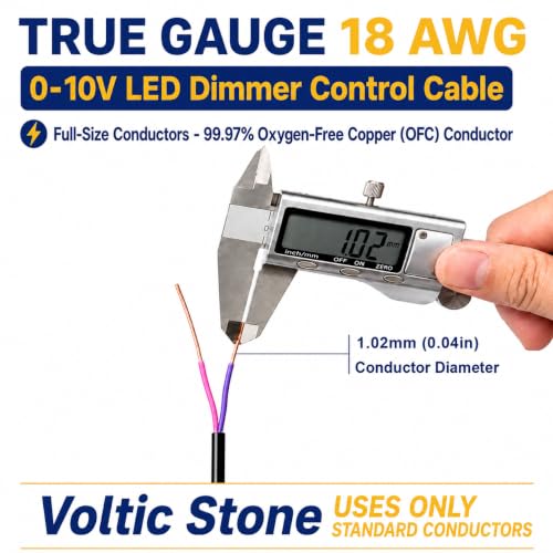 18/2 0-10V Dimming Dimmer LED Control Wire, True 18 Gauge, ETL Listed CL3P