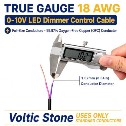 18/2 0-10V Dimming Dimmer LED Control Wire, True 18 Gauge, ETL Listed CL3P