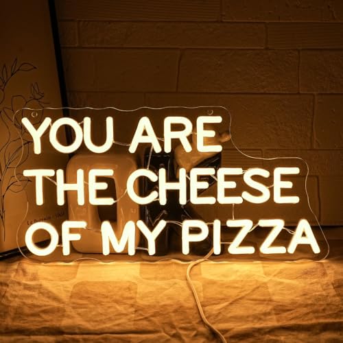 You Are The Cheese of My Pizza Neon Sign for Wall Decor Pizza Neon Light Dimmable Warm White LED Sign Letter Neon Light for Pizza Shop (You Are The Cheese Of My Pizza)
