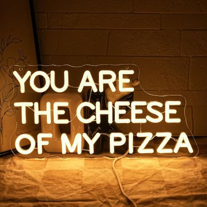 You Are The Cheese of My Pizza Neon Sign for Wall Decor Pizza Neon Light Dimmable Warm White LED Sign Letter Neon Light for Pizza Shop (You Are The Cheese Of My Pizza)