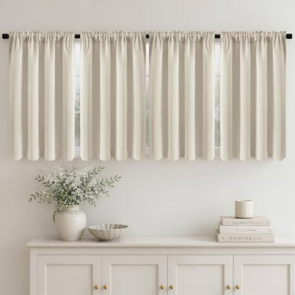 4 Panels Rod Pocket Blackout Window Curtains for Bedroom