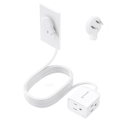 2 Prong to 3 Prong Extension Cord 10ft (10 ft / Rightward 2 Prong / White)