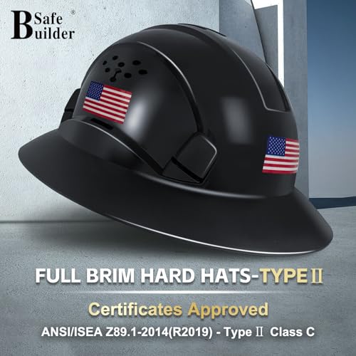 ANSI Type II Full Brim Hard Hats Safety Helmet Vented Top and Sides