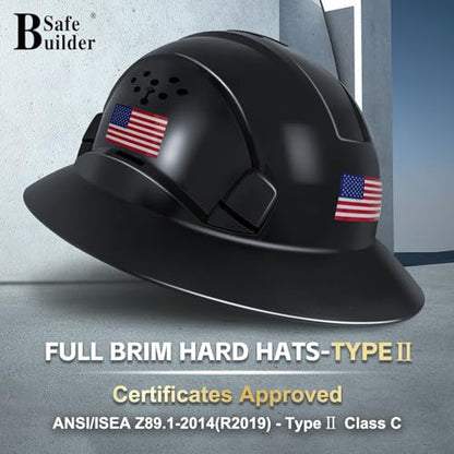 ANSI Type II Full Brim Hard Hats Safety Helmet Vented Top and Sides