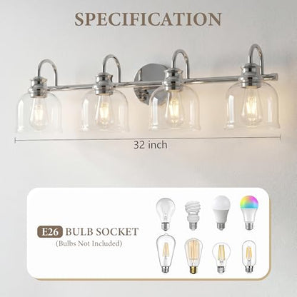 4 Lights 32" Bathroom Vanity Light Fixtures (Chrome / 4 Lights)