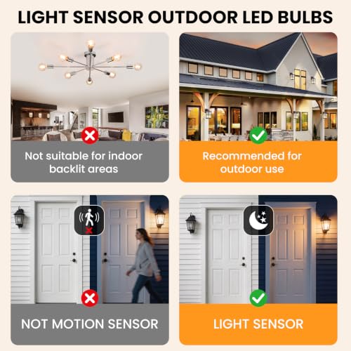 Dusk to Dawn Light Bulbs ST58 Outdoor Edison Bulbs LED