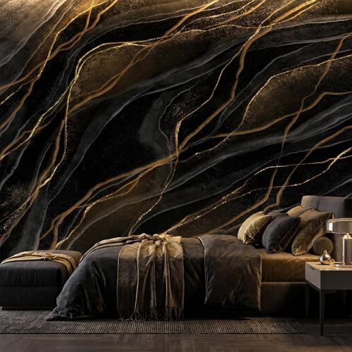 3D Flower Tree Peel and Stick Wall Mural with Gold Tree Body Self Adheisve Floral Mural Wallpaper for Living Room Bedroom Kids Room