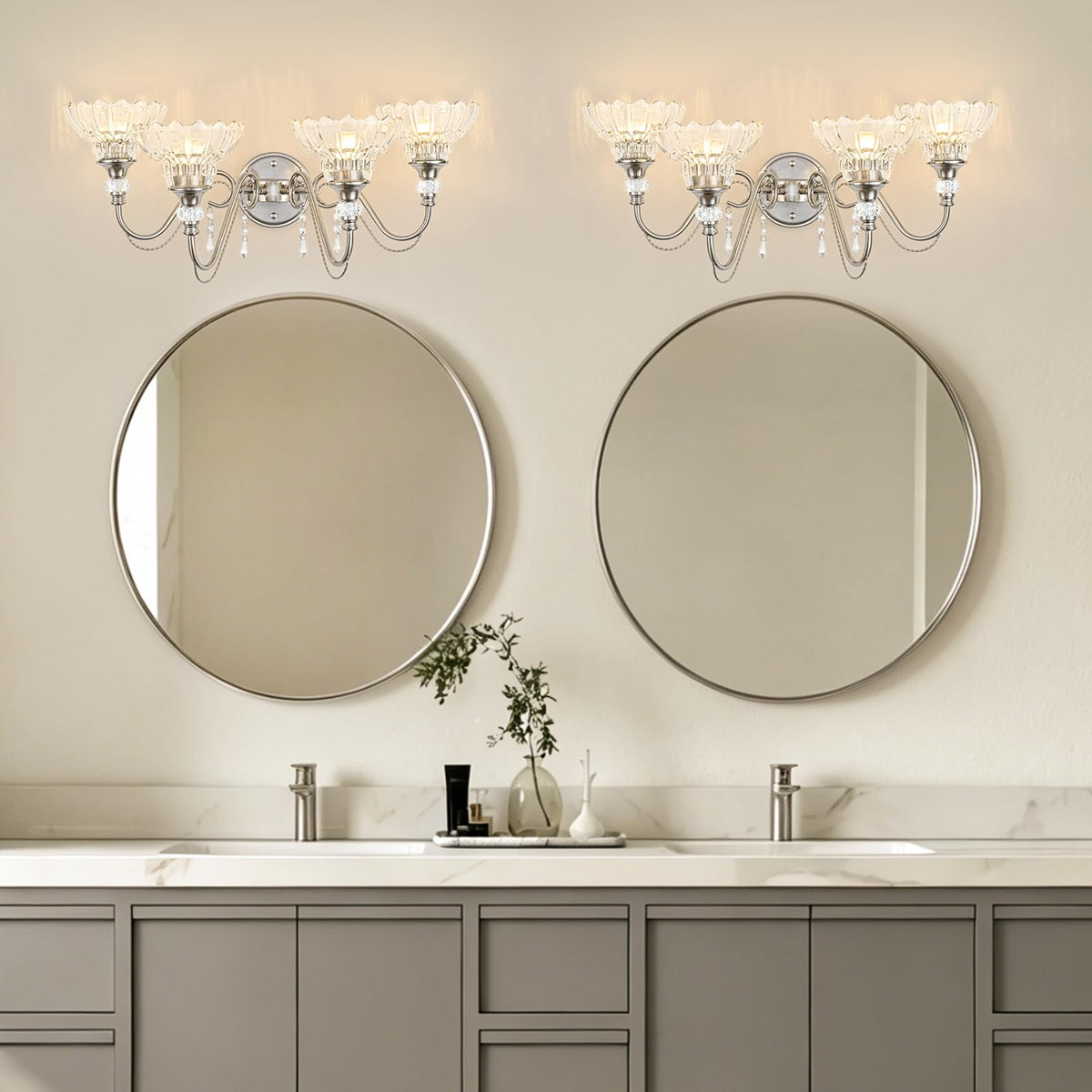 Brushed Nickel Bathroom Vanity Light (Nickel / 4-Light)